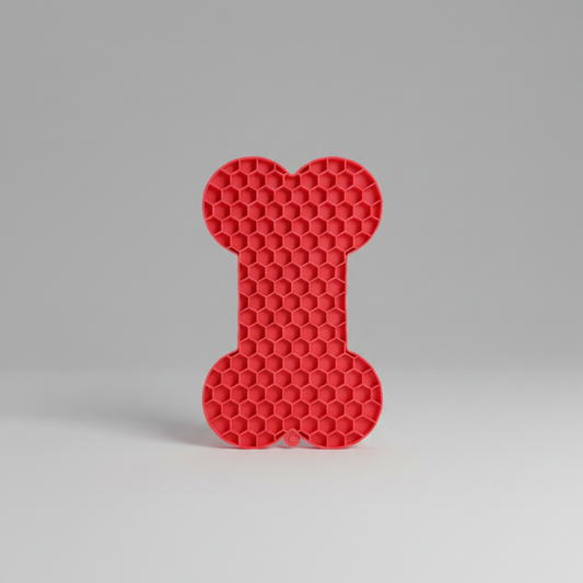 Brioa Silicone Slow Feed Lick Mat - Raised Bone Pattern Calming Treating Pad for Dogs and Cats