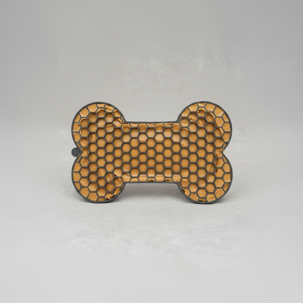 Brioa Silicone Slow Feed Lick Mat - Raised Bone Pattern Calming Treating Pad for Dogs and Cats
