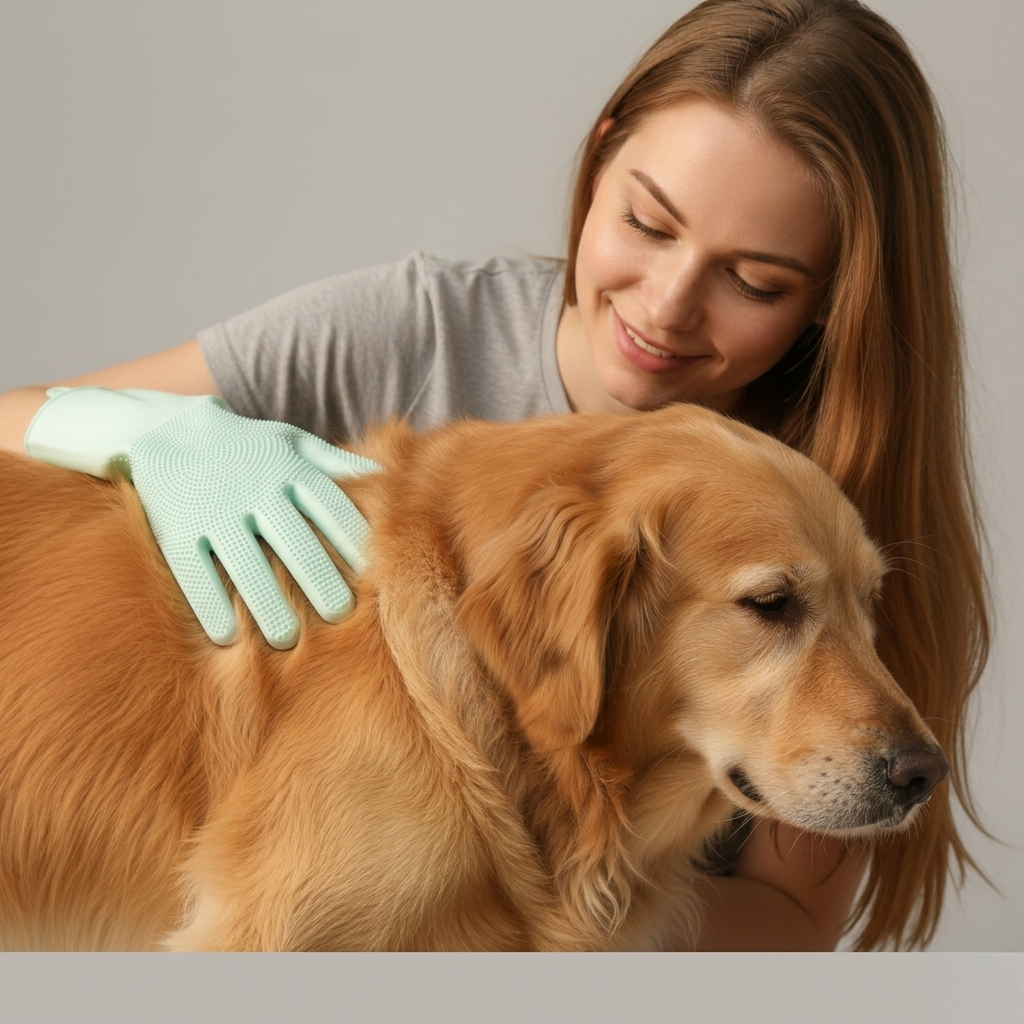 Brioa Silicone Pet Grooming Glove - Dual-Use Bathing & Deshedding Massage Mitt with Adjustable Strap for Dogs and Cats