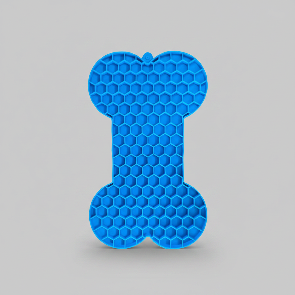 Brioa Silicone Slow Feed Lick Mat - Raised Bone Pattern Calming Treating Pad for Dogs and Cats