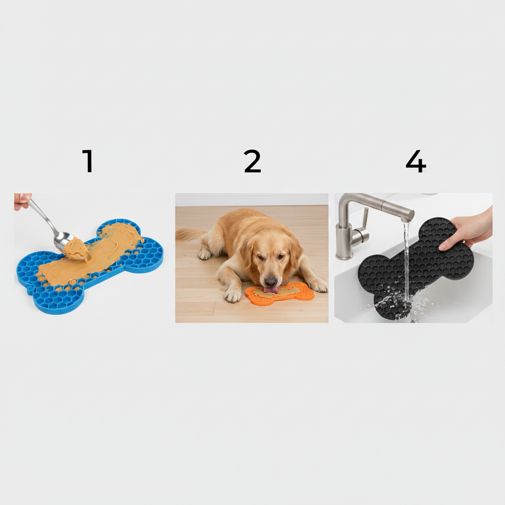 Brioa Silicone Slow Feed Lick Mat - Raised Bone Pattern Calming Treating Pad for Dogs and Cats