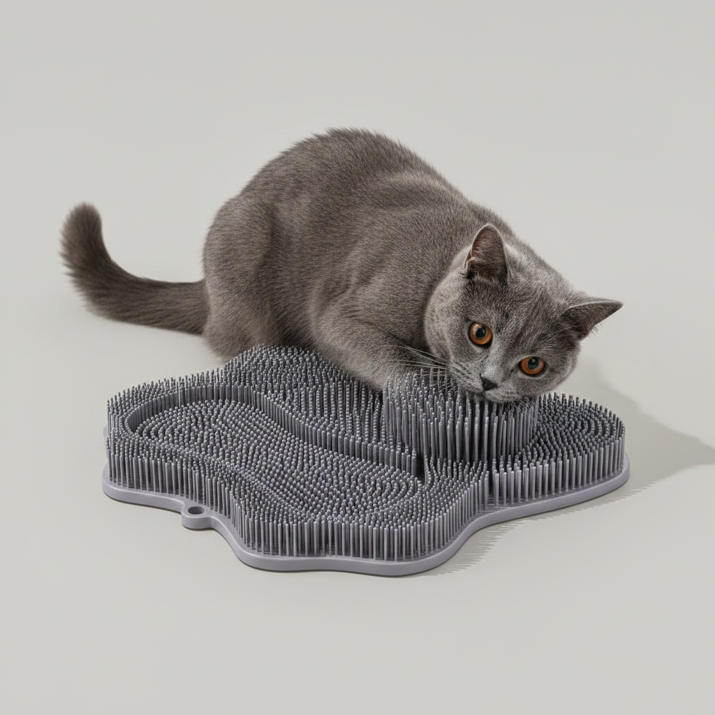 Brioa Multifunctional Cat Self-Grooming & Scratching Pad - Wall Corner Mounted Groomer and Sisal Texture Scratch Mat for Indoor Cats