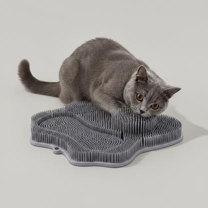 Brioa Multifunctional Cat Self-Grooming & Scratching Pad - Wall Corner Mounted Groomer and Sisal Texture Scratch Mat for Indoor Cats