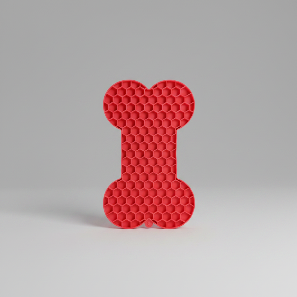 Brioa Silicone Slow Feed Lick Mat - Raised Bone Pattern Calming Treating Pad for Dogs and Cats