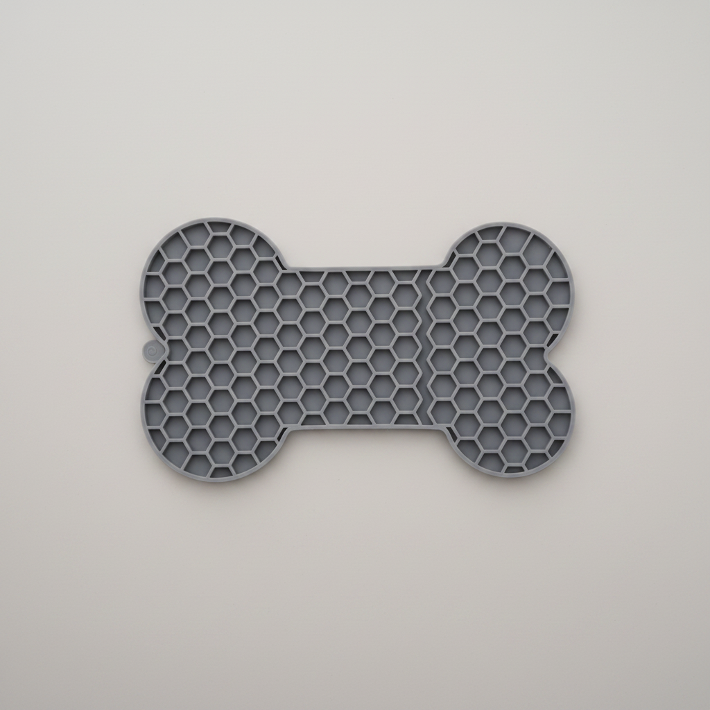 Brioa Silicone Slow Feed Lick Mat - Raised Bone Pattern Calming Treating Pad for Dogs and Cats