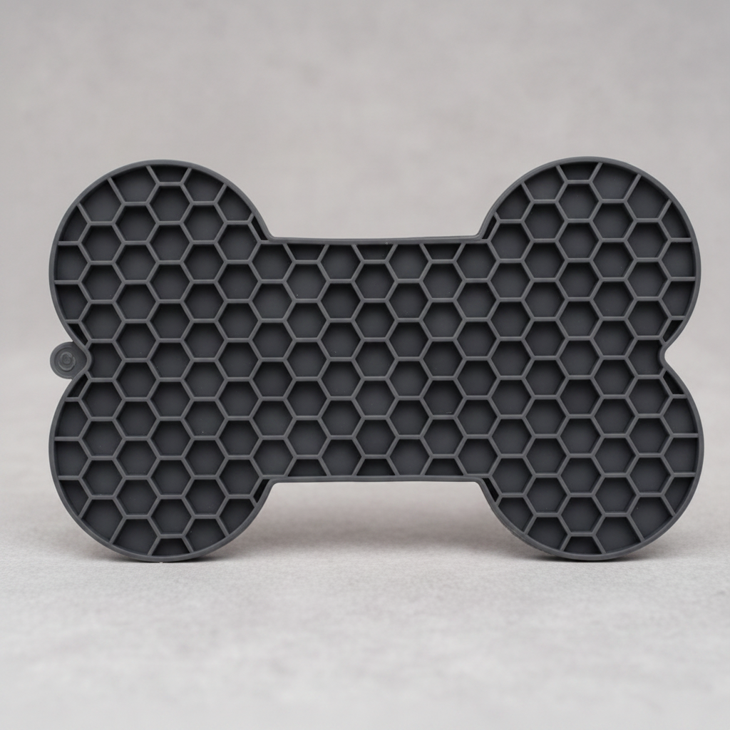 Brioa Silicone Slow Feed Lick Mat - Raised Bone Pattern Calming Treating Pad for Dogs and Cats