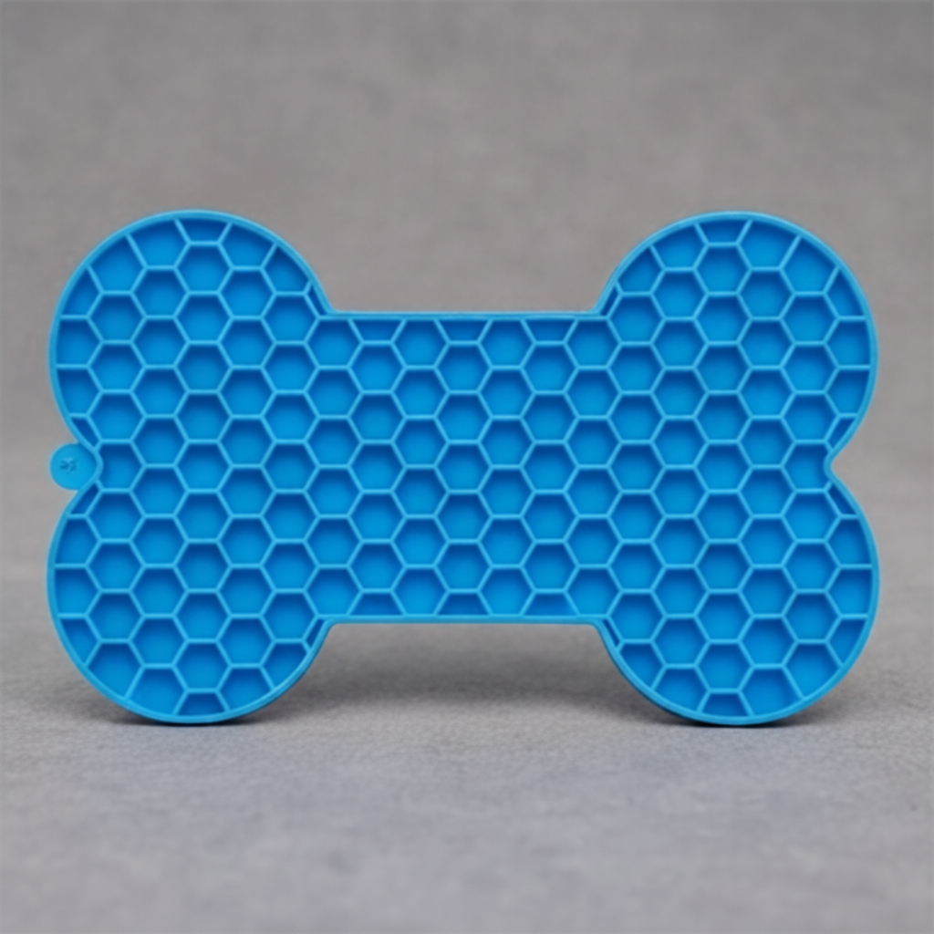 Brioa Silicone Slow Feed Lick Mat - Raised Bone Pattern Calming Treating Pad for Dogs and Cats